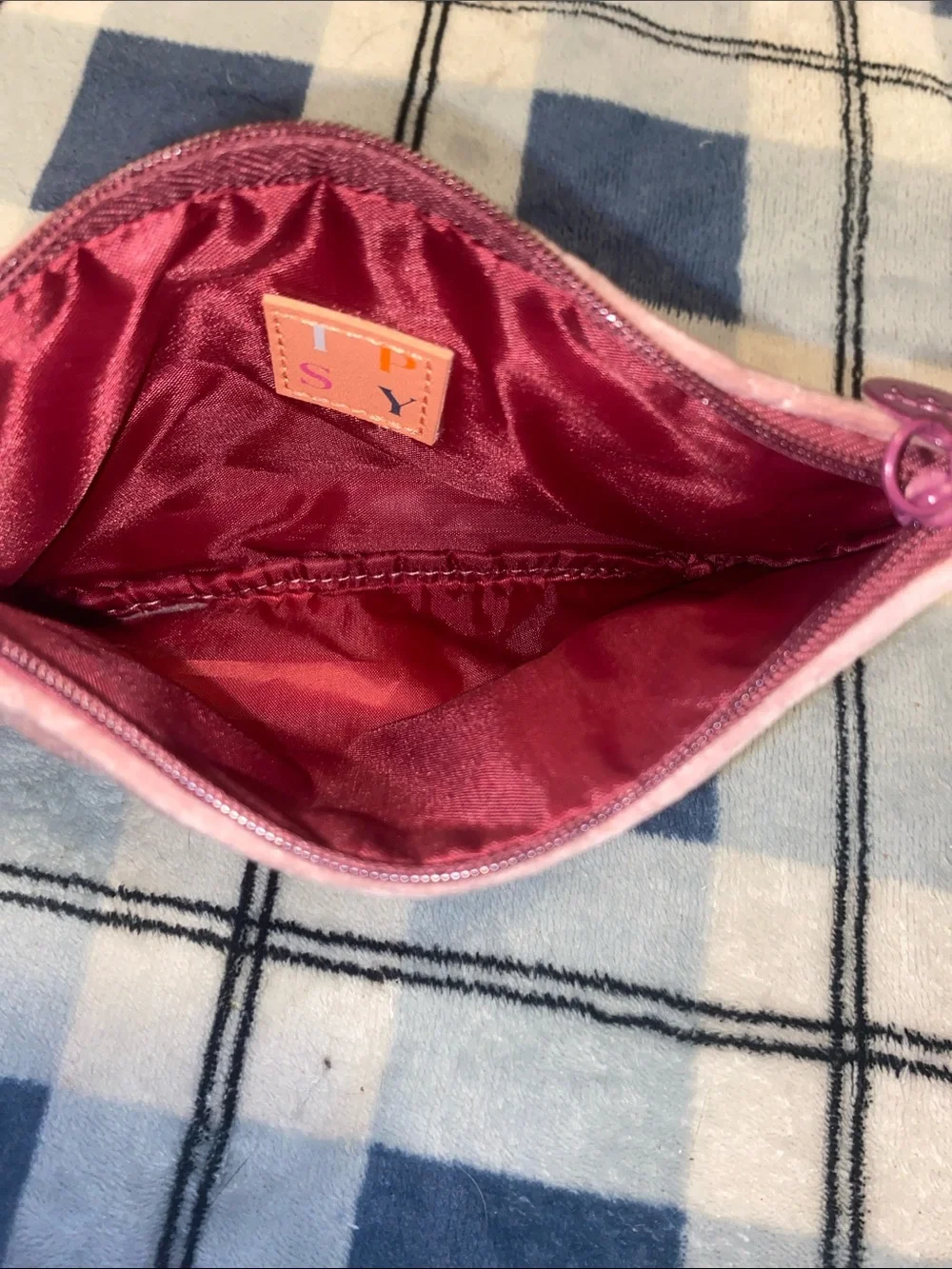 ipsy Quilted Pink Velvet Cosmetic Pouch